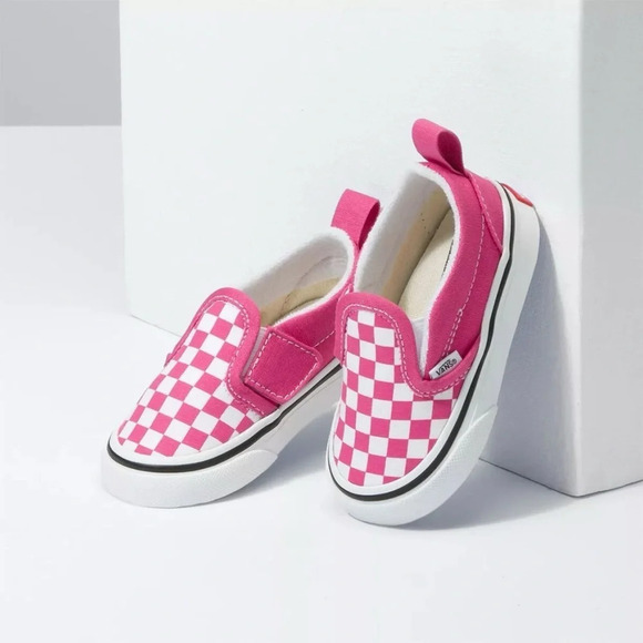 Vans Slip-On V Shoe - Checkerboard Pack- Fuchsia/White - Toddler Girls' 5.5 - Picture 1 of 11
